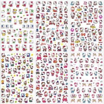 KPTRBZK 10 Sheets Cute Cat Nail Art Stickers 3D Self-Adhesive Nail Decals Party Favors Gifts for Kids Girls Women DIY Cute Nail Design Supplies Kawaii Designer Cartoon Nail Decoration Accessories