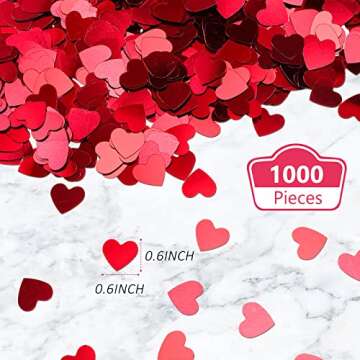 1000 Pcs Valentine's Day Heart Confetti Glitter Metallic Foil Wedding Table Decor Festival Red Heart...