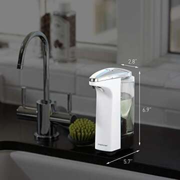 simplehuman 8 oz. Touch-Free Sensor Liquid Soap Pump Dispenser with Soap Sample, White