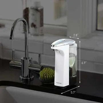 simplehuman 8 oz. Touch-Free Sensor Liquid Soap Pump Dispenser with Soap Sample, White