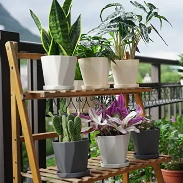 InmeRun 5 Inch Plant Pots Set with Drainage and Saucers