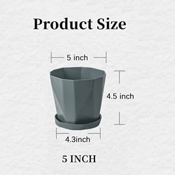 InmeRun 5 Inch Plant Pots Set with Drainage and Saucers