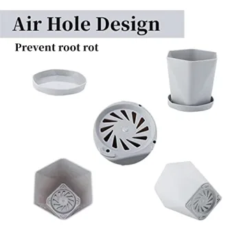 InmeRun 5 Inch Plant Pots Set with Drainage and Saucers