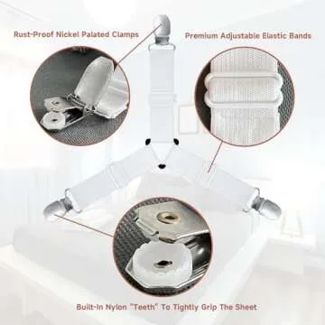 Bozenu Bed Sheet Straps - Non-Slip Fitted Holders 4Pcs