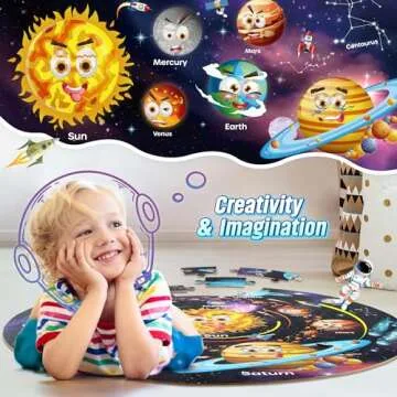 SYNARRY Solar System Floor Puzzle for Kids Ages 4-8