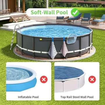 AquaJoyer Poolside Pool Leaf Skimmer Net Holder, Above Ground Pool Pole Hanger, Above Ground Pool Ac...