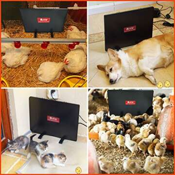 PETNF Upgraded Safe Chicken Coop Heater Radiant Heat Chicken Heater Safer Than Brooder Lamps, 140 Wa...