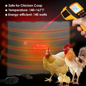 PETNF Upgraded Safe Chicken Coop Heater Radiant Heat Chicken Heater Safer Than Brooder Lamps, 140 Watts Energy Efficient Warmer Pet Heater for Chicken Coop, UL Certified, Standing/Wall-Mounted