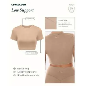 PAVOI ACTIVE LuxeCloud Women's Workout Crop Tee in Black