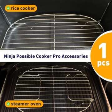 Generic Roast Rack - Compatible with Ninja Foodi Possible Cooker Pro 8.5 Qt MC1000, MC1001, MC1010 Series Slow Cooker Crock Pot, universal, silver
