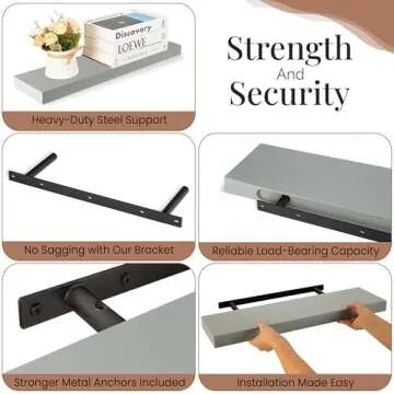 Imperative Décor Floating Shelves for Wall - Wood Floating Shelves, Floating Wood Shelves for Wall, Handmade Natural Wood Floating Shelf - Grey 24 inch Floating Shelves Set of 2 - (24" x 6.5")