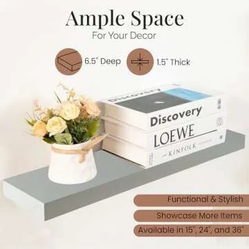 Imperative Décor Floating Shelves for Wall - Wood Floating Shelves, Floating Wood Shelves for Wall, Handmade Natural Wood Floating Shelf - Grey 24 inch Floating Shelves Set of 2 - (24" x 6.5")