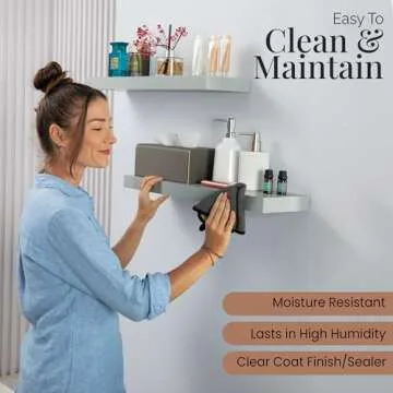 Imperative Décor Floating Shelves for Wall - Wood Floating Shelves, Floating Wood Shelves for Wall, Handmade Natural Wood Floating Shelf - Grey 24 inch Floating Shelves Set of 2 - (24" x 6.5")