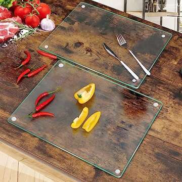 Tempered Glass Cutting Board Glass Cutting Boards for Kitchen,Clear Cutting Board for Countertop,Gla...