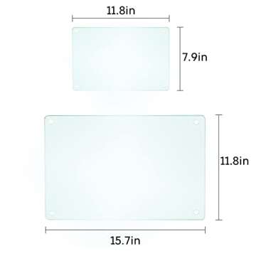 Tempered Glass Cutting Board Glass Cutting Boards for Kitchen,Clear Cutting Board for Countertop,Glass Palette for Oil Painting, Heat Resistant, Shatter Resistant (Clear, Set of 4)