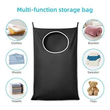 KEEPJOY XL Black Door Hanging Laundry Hamper,XL Hanging Hamper Bag with Large opening and 2 Strong Hooks for Whole Family Dirty clothes Large Size 36.5X22.5 inch Hanging Laundry bag (Black)