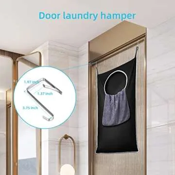 KEEPJOY XL Black Door Hanging Laundry Hamper,XL Hanging Hamper Bag with Large opening and 2 Strong Hooks for Whole Family Dirty clothes Large Size 36.5X22.5 inch Hanging Laundry bag (Black)