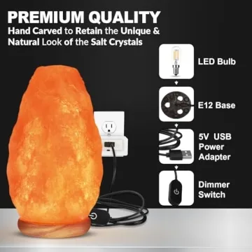 USB Himalayan Salt Lamp with Touch Dimmer Control