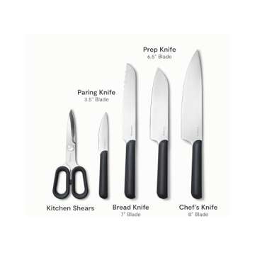 Caraway 14-Piece Kitchen Prep Set - Kitchen Knife Set & Wooden Utensil Set - Made With Premium German Steel Blades & FSC-Certified Birch Wood - Non-Toxic Materials - Includes Organizer - Charcoal