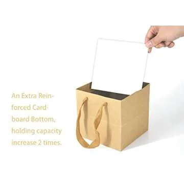 HUAPRINT Brown Paper Bags,Gift Bags with Handles,24 Pack Large Gift Bags,8x8x8inch, Heavy Duty Grocery Shopping Bag,Wedding Party Favor Bags,Square Size,Reusable,Retail Business Packaging Bags