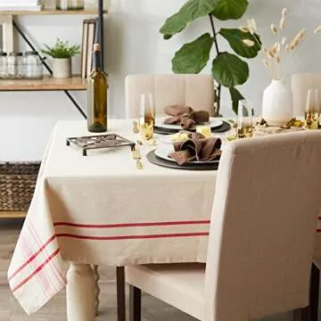 DII French Stripe Tablecloth - Elegant Linen for Any Occasion