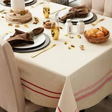 DII French Stripe Tablecloth - Elegant Linen for Any Occasion
