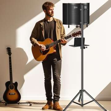 Professional Studio Recording Microphone Isolation Shield and Adjustable Stand