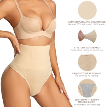 Dulchany Thong Shapewear Tummy Control Underwear for Women Seamless Body Shaper Panties