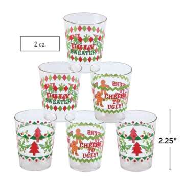 Fun Express Ugly Sweater Disposable Shot Glasses | 1-Pack | 24 Total Count | Great for Christmas Par...