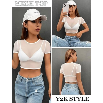 Avidlove Sheer Mesh Crop Top Women's Y2K Fashion