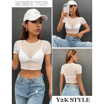 Avidlove Sheer Mesh Crop Top Women's Y2K Fashion