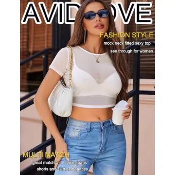 Avidlove Sheer Mesh Crop Top Women's Y2K Fashion