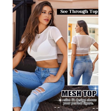 Avidlove Sheer Mesh Crop Top Women's Y2K Fashion