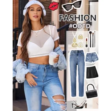 Avidlove Sheer Mesh Crop Top Women's Y2K Fashion