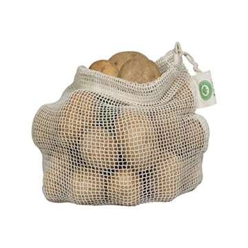 Mesh Grocery Bags - Veggie Bags Reusable - Reusable Mesh Fruit, Vegetable Bags - Eco-friendly Produce Bags - Cotton Net Bags for Produce - Reusable Bags for Produce | 6 Bags (3 XL, 3 L)