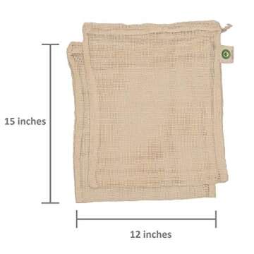 Mesh Grocery Bags - Veggie Bags Reusable - Reusable Mesh Fruit, Vegetable Bags - Eco-friendly Produce Bags - Cotton Net Bags for Produce - Reusable Bags for Produce | 6 Bags (3 XL, 3 L)