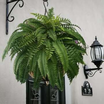 Generic Artificial Boston Ferns UV Resistant for Outdoors Large Fake Boston Ferns Lifelike Faux Gree...