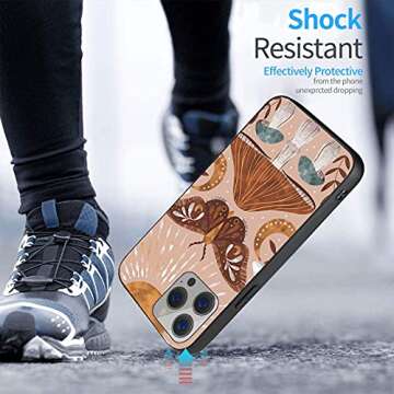 Elightvap Compatible with iPhone 12 Pro Max Case Butterfly Mushroom Vintage Pattern Designed for Women Girls,Gel Rubber Full Body Protection Shockproof Drop Protection Cover TPU Case 6.7 inch