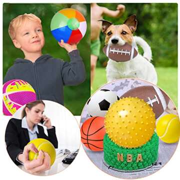 Ynanimery Balls for Toddlers 1-3, Toy Balls for Kids, Set of 8 Sport Toys with Pump/Beach Balls/Socc...