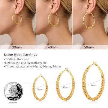 Senteria Gold Hoop Earrings for Women 14K Gold Plated Hoop Earrings Hypoallergenic Large Gold Hoop Earrings Big Gold Hoop Earrings Thick Twisted Gold Hoop Earrings