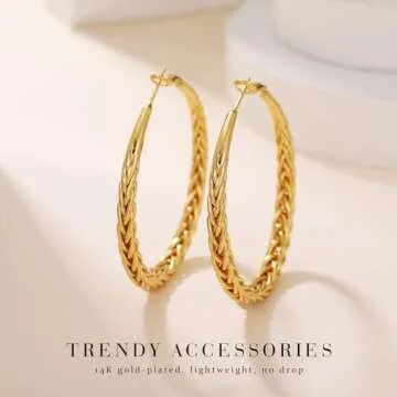 Senteria Gold Hoop Earrings for Women 14K Gold Plated Hoop Earrings Hypoallergenic Large Gold Hoop Earrings Big Gold Hoop Earrings Thick Twisted Gold Hoop Earrings