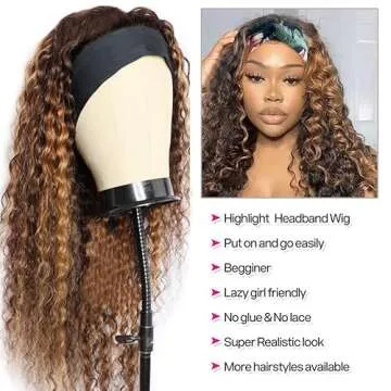 XSY Ombre Headband Wig 18 Inch Deep Wave Human Hair