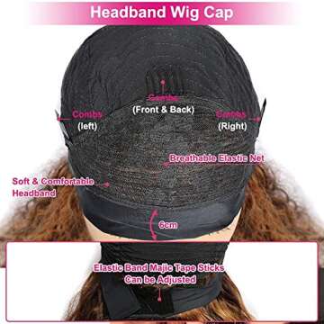 XSY Ombre Headband Wig 18 Inch Deep Wave Human Hair