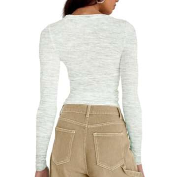 Dwnval Women Sexy Spring Casual Basic T Shirt Tops Slim Fit Crewneck Cute Long Sleeve Crop Top Blous...