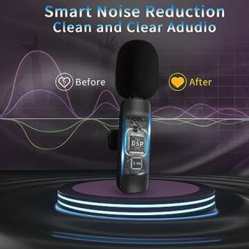 Caymuller Professional Wireless Lavalier Lapel Microphone for iPhone iPad, Mini Lapel Mics Plug-Play 2.4G Ultra-Low Delay Noise Reduction Chip for Video Recording Interview Podcast Vlog YouTube Tiktok