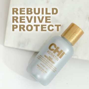 CHI Keratin Silk Infusion, Hydrating Hair Serum For Restoring Softness & Shine, Helps Dry, Damaged Hair, Sulfate-free, 2 Oz