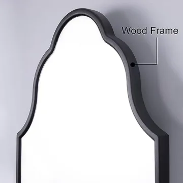 Chende Arched Wall Mirror in Black with Wood Frame
