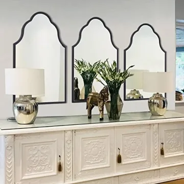 Chende Arched Wall Mirror in Black with Wood Frame