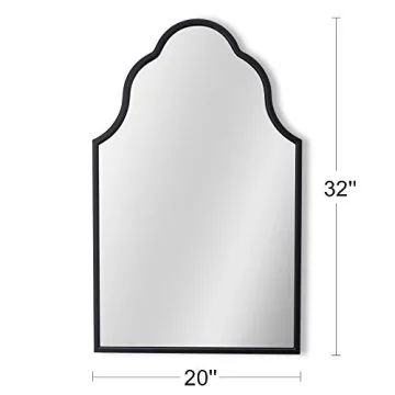 Chende Arched Wall Mirror in Black with Wood Frame