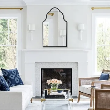 Chende Arched Wall Mirror in Black with Wood Frame